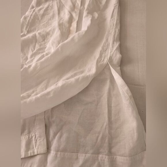 Chico's Linen Blend Buttom Down White Sleveless Shirt Tunic Size 16 - Picture 2 of 7